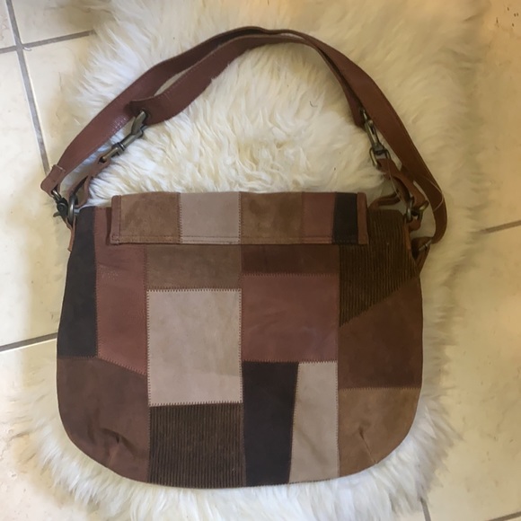 🔥🔥Free People 🔥🔥Prague Patchwork Messenger Bag Purse Leather Suede - Picture 4 of 16